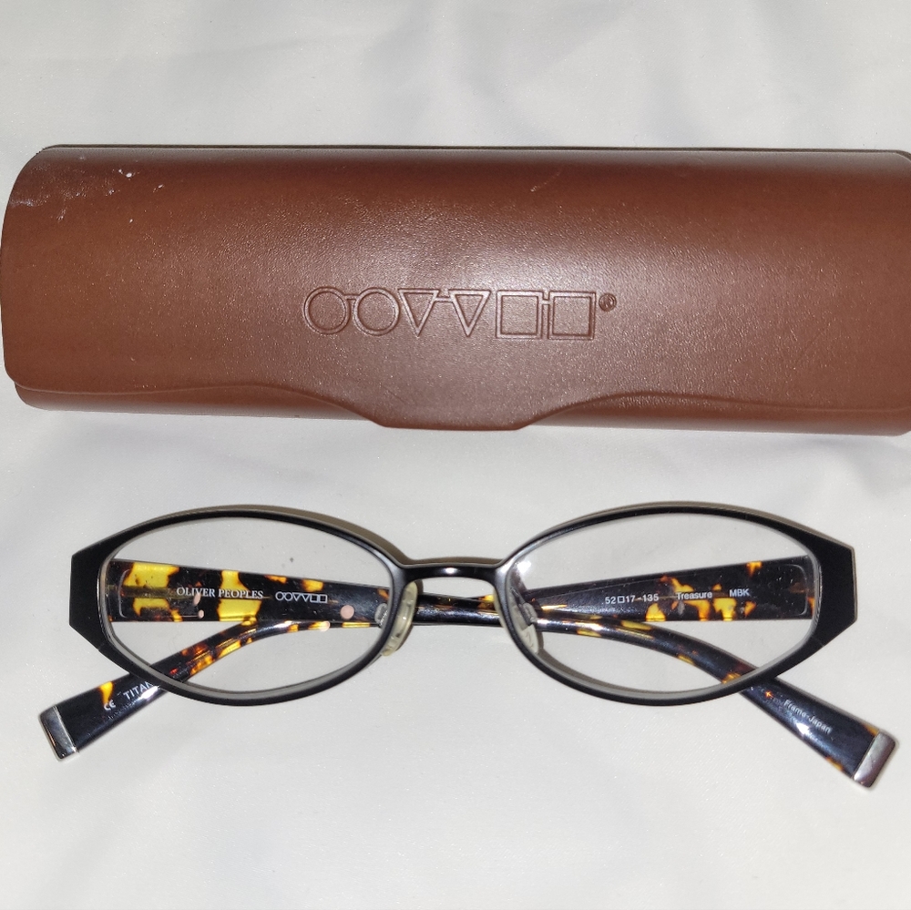 Oliver Peoples Black and Tortoiseshell Oval Glasses